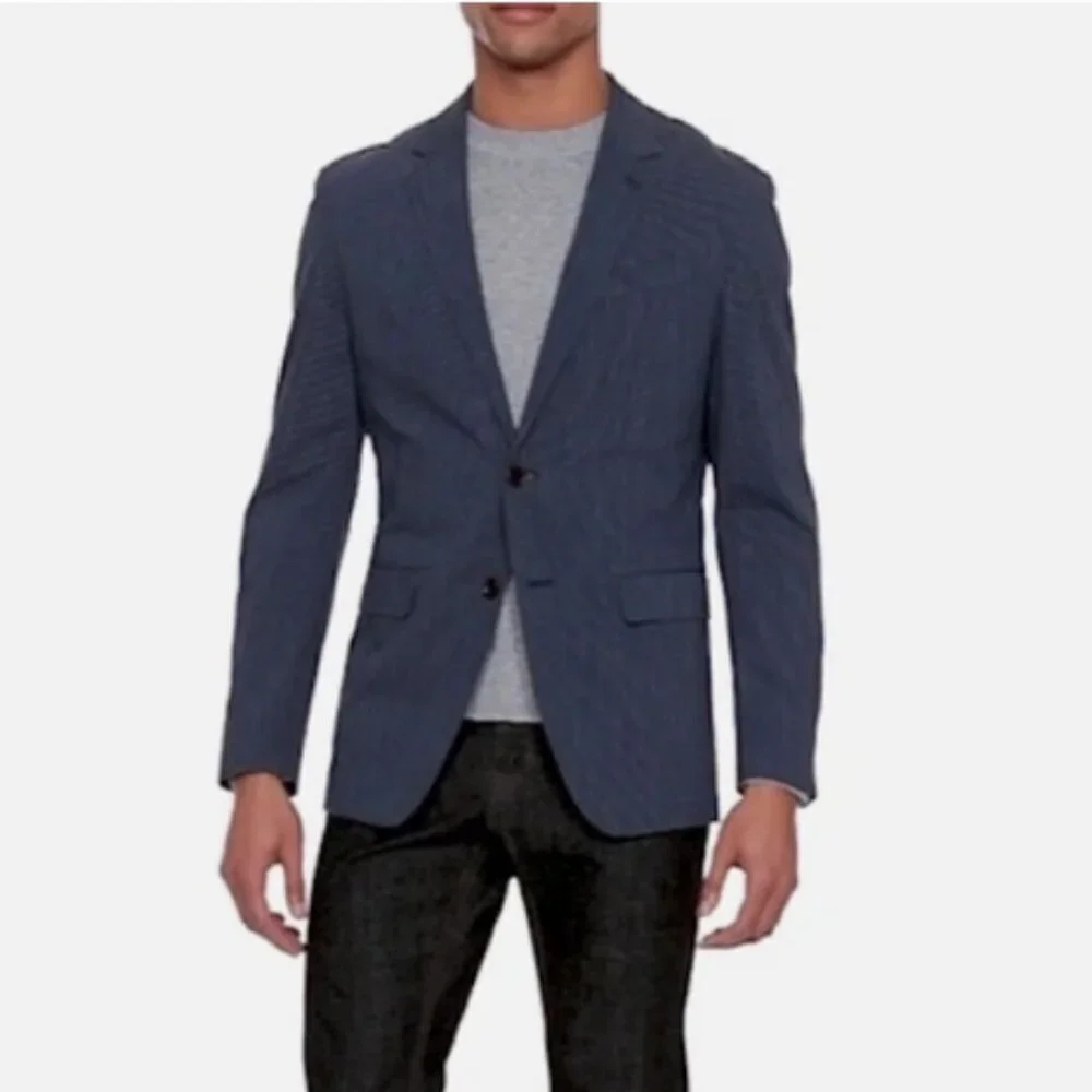 Banana Republic Men's Slim Fit Navy Blue Stripe Blazer Lined Size 38S NEW RT$200